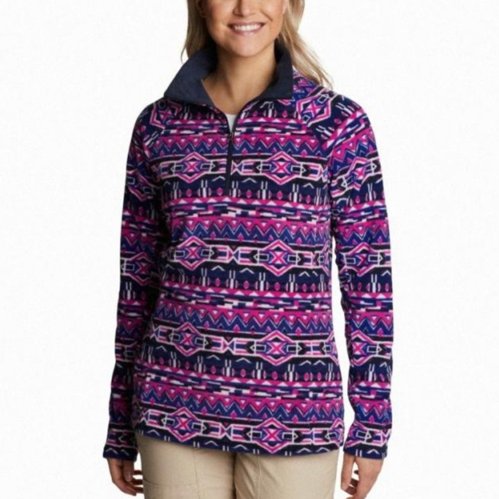 Columbia Glacial IV Print Half-Zip Long-Sleeve Pullover for Ladies Size Large